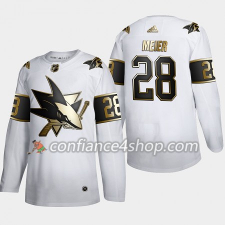 Adidas Maillot de Hockey San Jose Sharks Timo Meier 28 Adidas 2019-20 Golden Edition Blanc Authentic - Homme